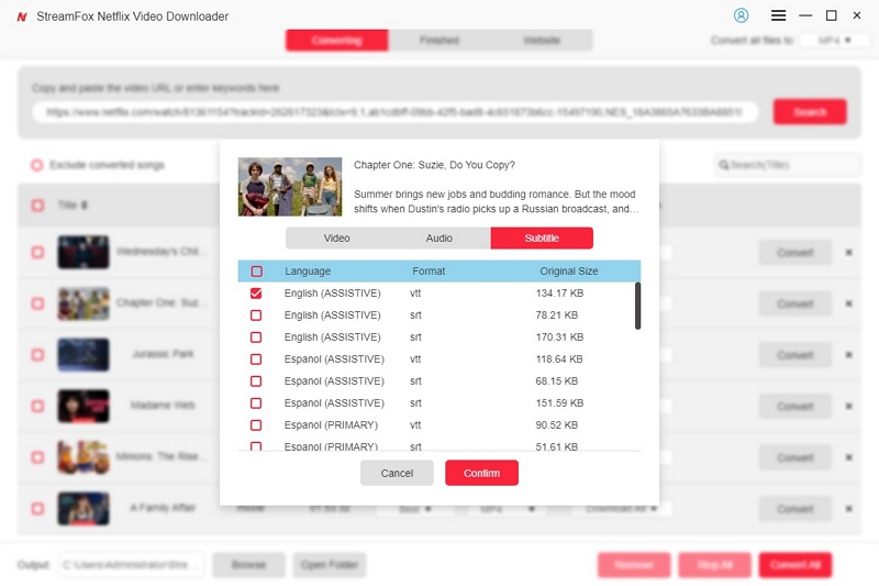 Klicken Sie auf „Bestätigen“ | Benutzerhandbuch für den StreamFox Netflix Video Downloader