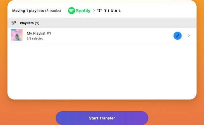 click Start Transfer | spotify playlist übertragen