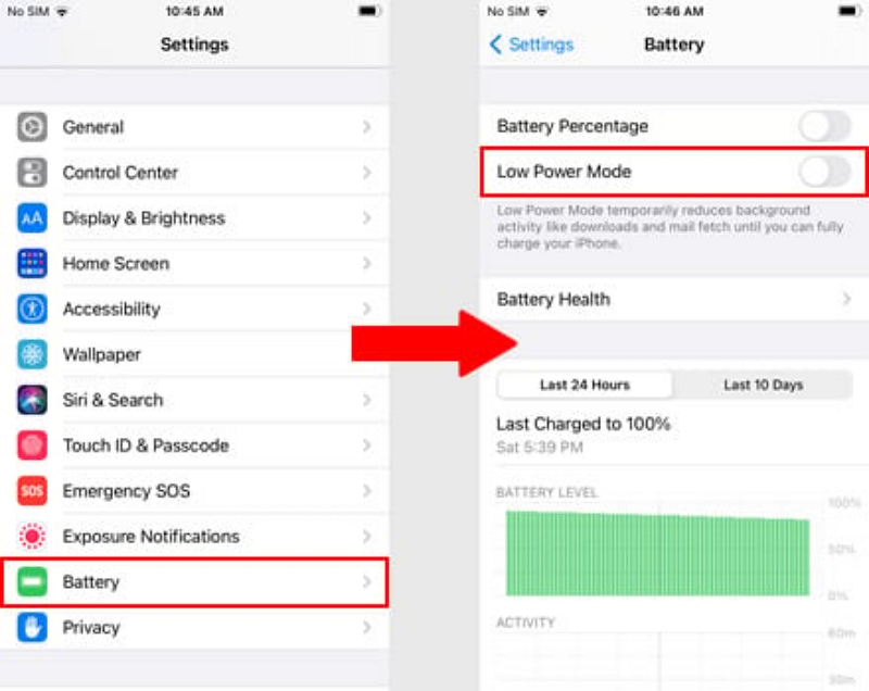 Batteriesparmodus auf dem iPhone deaktivieren | spotify stoppt wiedergabe