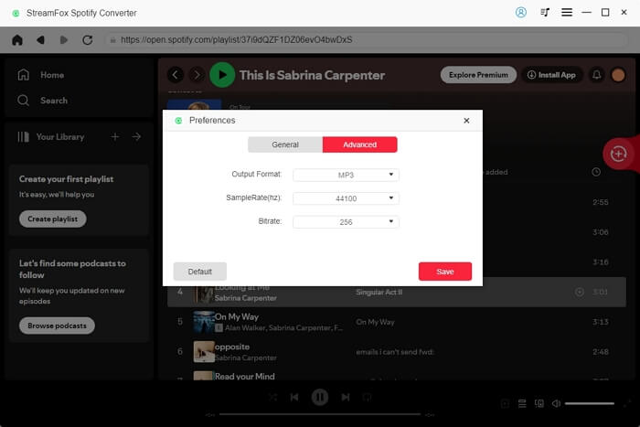 Klicken Sie auf „Speichern“ | Laden Sie Songs auf Spotify unter Verwendung mobiler Daten herunter