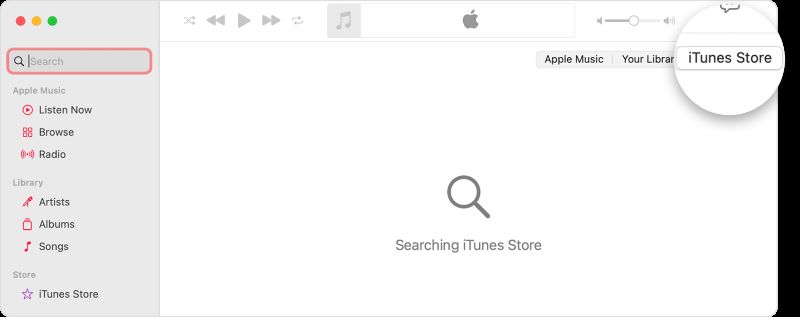 Klicken Sie auf iTunes Store | Downloadlimit für Apple Music