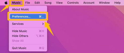 Suchen Sie nach „Einstellungen“ | Laden Sie Songs von Apple Music auf den Mac herunter