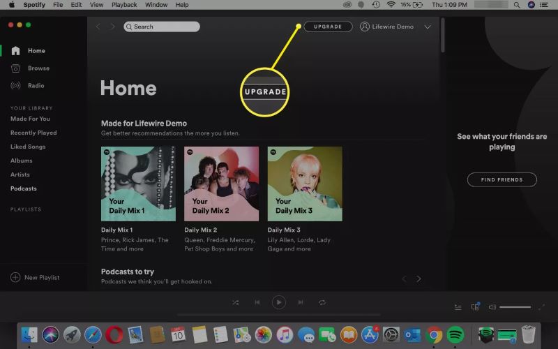 Auf Upgrade klicken | Spotify Werbung Blockieren