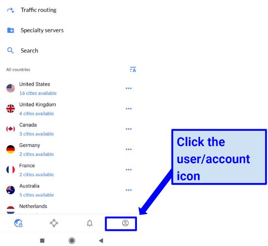 Auf Profil NordVPN tippen | Spotify Werbung Blockieren