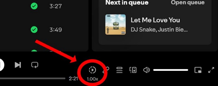 1x Schaltfläche neben Songtext | spotify wiedergabegeschwindigkeit
