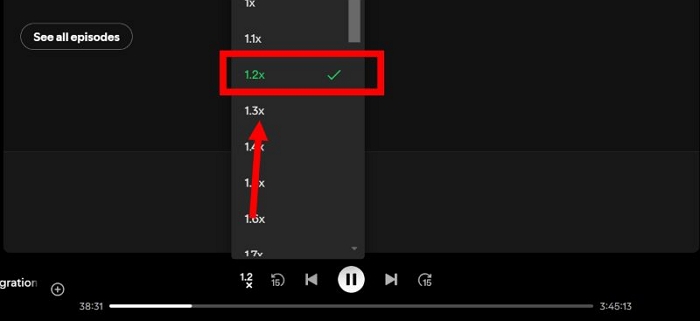 1x auf die Schaltfläche klicken | spotify wiedergabegeschwindigkeit