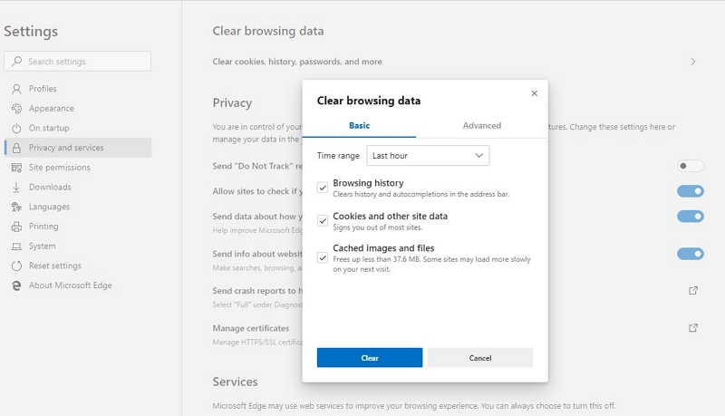 Clear Edge-Browsing-Daten | spotify webplayer