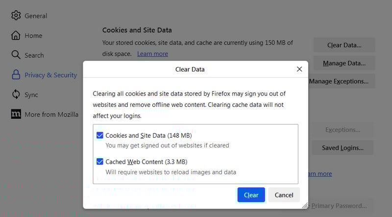 Firefox-Browserdaten löschen | spotify webplayer