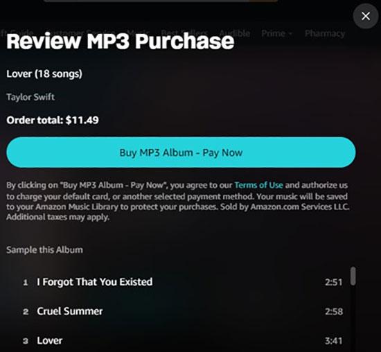 Klicken Sie auf „MP3-Album kaufen“ | „Amazon Music in MP3 konvertieren“