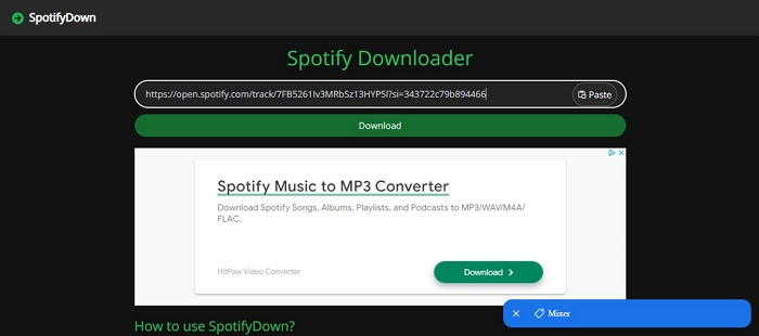 öffne SpotifyDown | Lade Spotify-Songs auf den lokalen MP3-Mac herunter