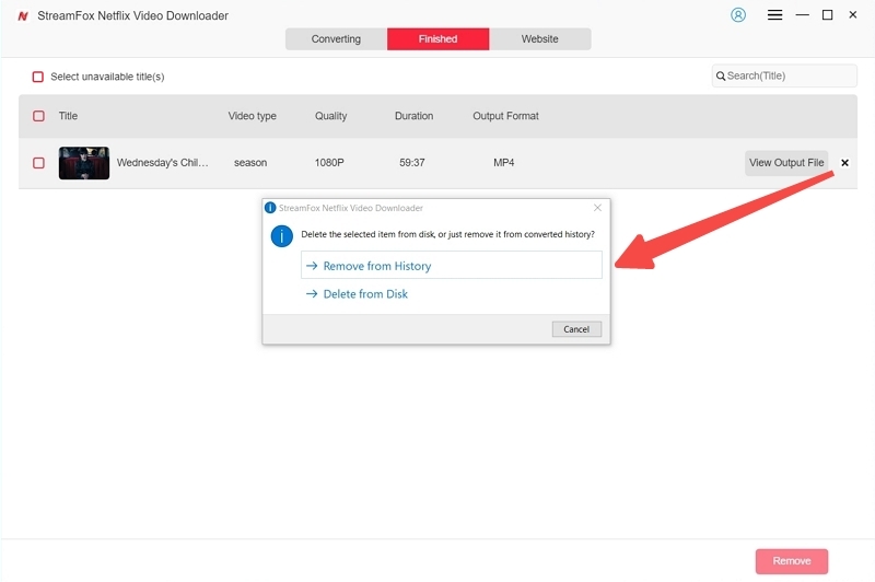 von Festplatte löschen | StreamFox Netflix Video Downloader – Benutzerhandbuch