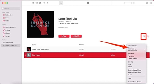 Klicken Sie auf das Download-Symbol | Laden Sie Songs von Apple Music auf den Mac herunter