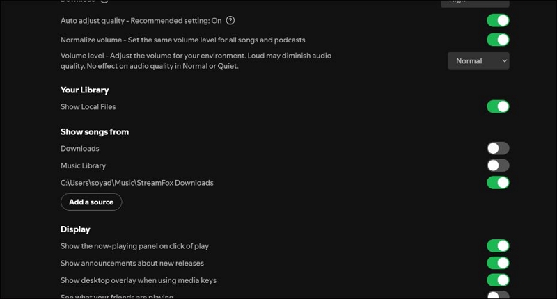 tippe auf „Quelle hinzufügen | Lokale Dateien auf Spotify herunterladen“