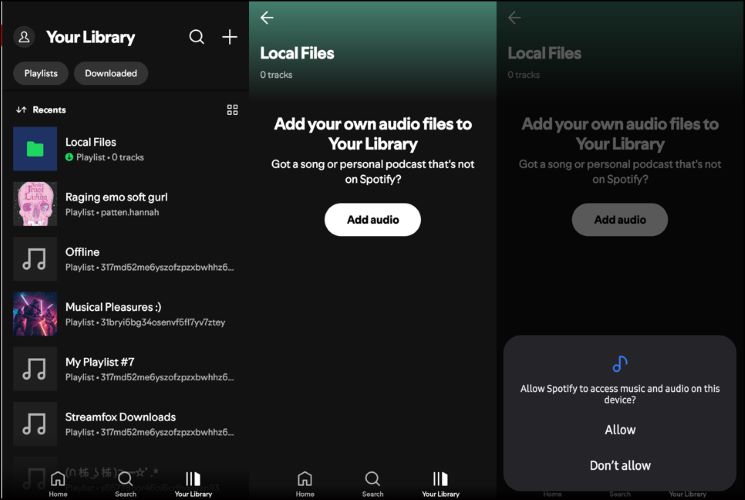 tippe auf „Zulassen | Lokale Dateien auf Spotify herunterladen“