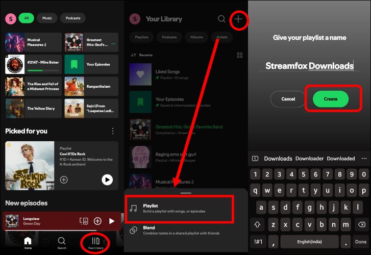tippe auf „Erstellen | Lokale Dateien auf Spotify herunterladen“