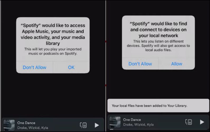 tippe auf „Zulassen | Lokale Dateien auf Spotify herunterladen“