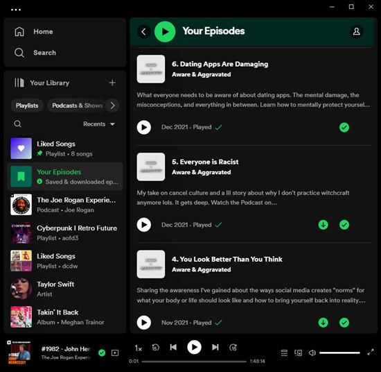 heruntergeladene Podcasts finden | download spotify podcast