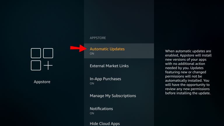 Automatische Updates aktivieren | Spotify auf dem Fire TV Stick