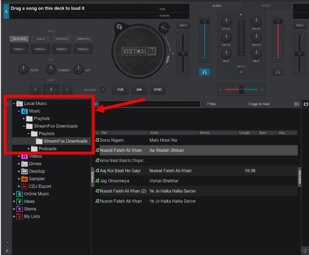 Lieder auf die gewünschten Decks ziehen | Spotify DJ Software 