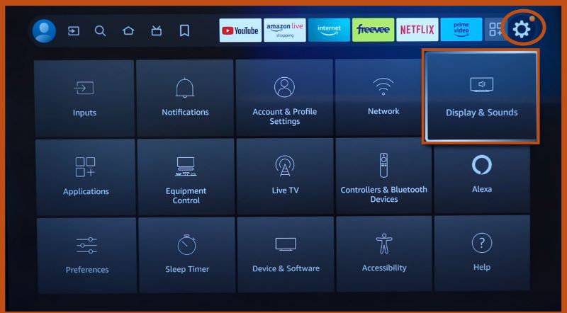 wählen Sie Anzeige und Töne | Spotify auf dem Fire TV Stick