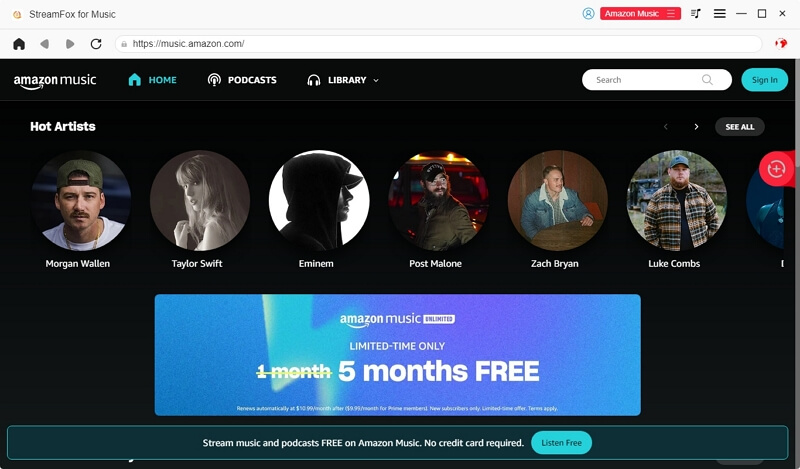 Bei Amazon Music StreamFox anmelden | Amazon Music auf SD-Karte herunterladen