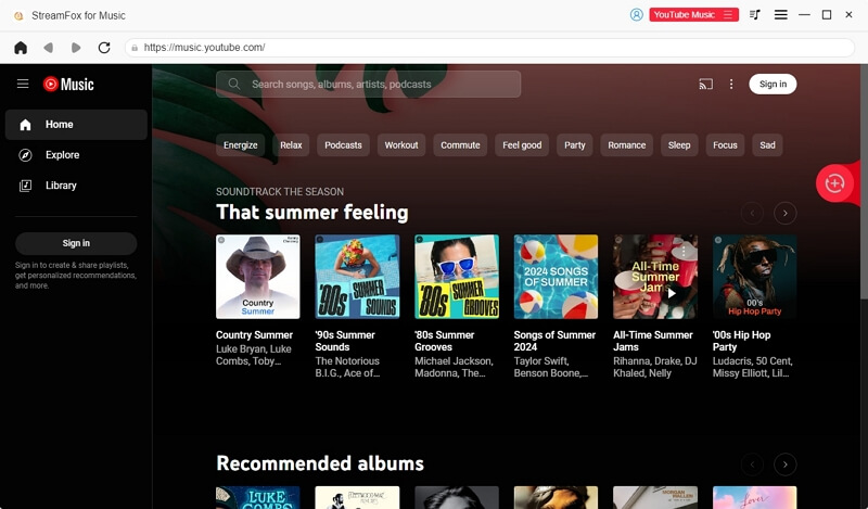 Anmelden bei YouTube Music | StreamFox All in One Converter – Benutzerhandbuch