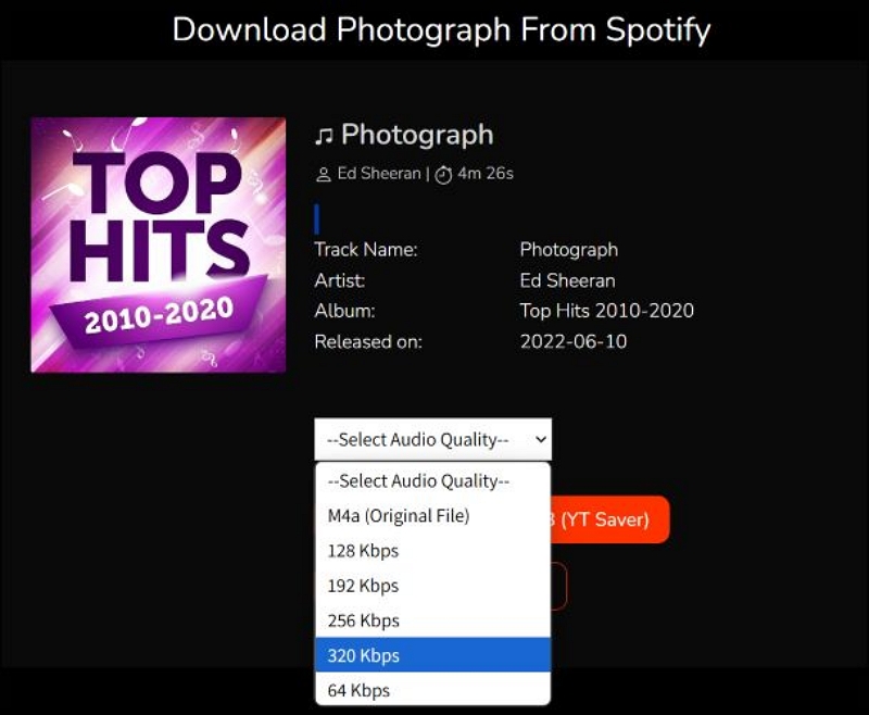 Klicken Sie auf Audioqualität | 320kbps Spotify Downloaders