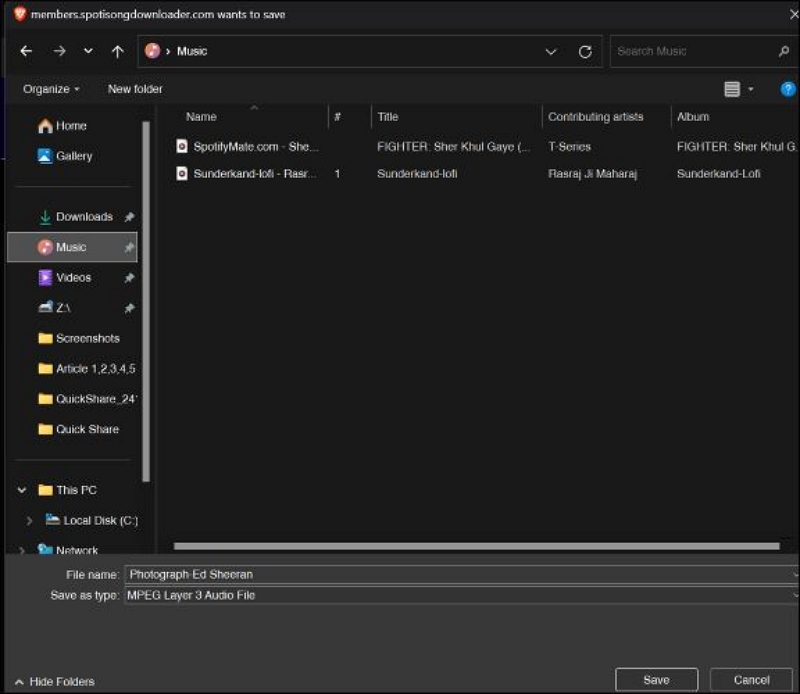 gespeicherte Dateien SpotiSongDownloader | 320kbps Spotify Downloaders