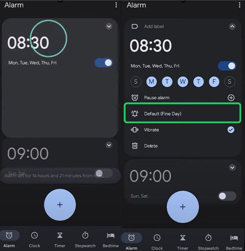 Kleine Glocke tippen | Set Spotify as Alarm