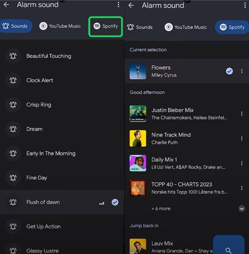 Spotify-Quellen | Set Spotify as Alarm