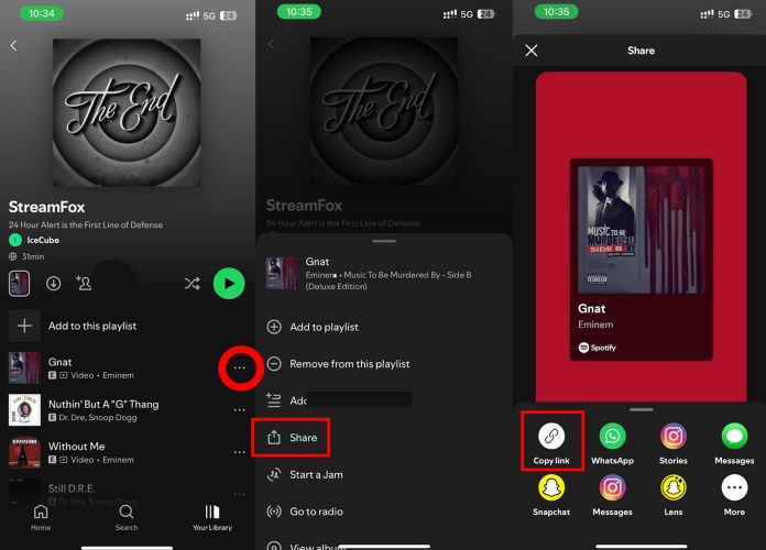 Link kopieren auswählen | Set Spotify as Alarm