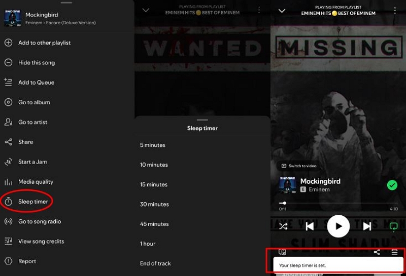 Wählen Sie Sleep-Timer | spotify sleep timer