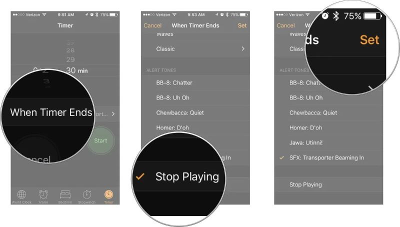 Tippen Sie auf „Festlegen“ | spotify sleep timer