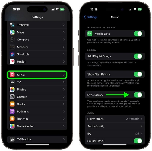 Synchronisierungsbibliothek aktivieren | Apple Music-Bibliothek freigeben