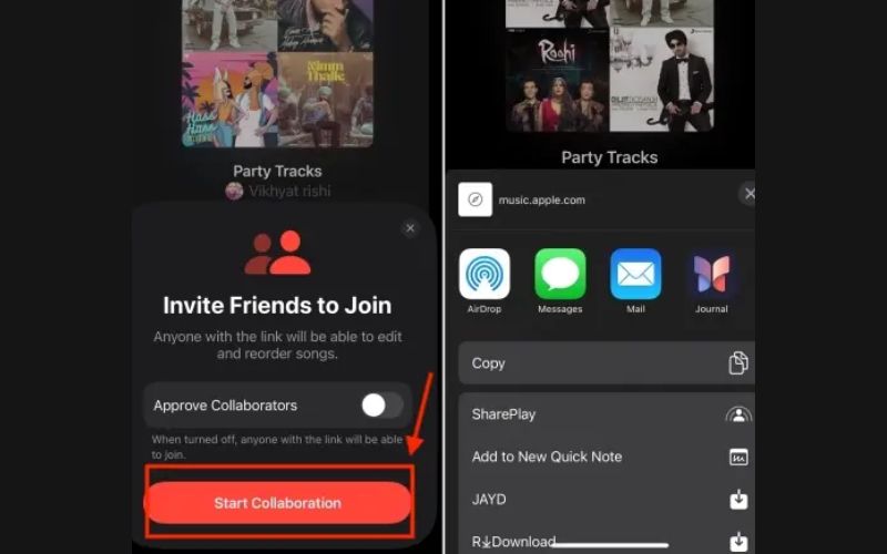 Kopiere den Link | Erstelle eine geteilte Playlist auf Apple Music
