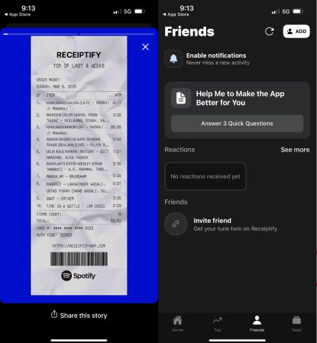 Auf Freunde klicken | Spotify Receiptify