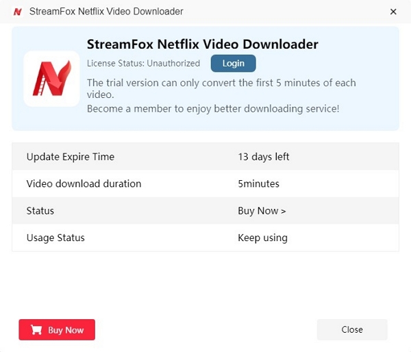 kostenlose Testversion | Benutzerhandbuch für den Streamfox Netflix Video Downloader