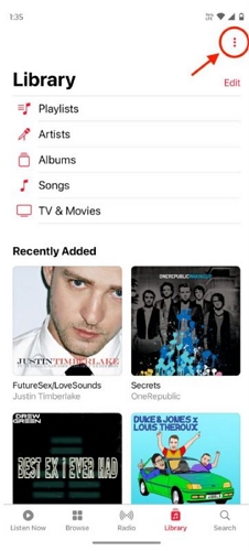 auf das Auslassungssymbol tippen | Songs auf Apple Music überblenden
