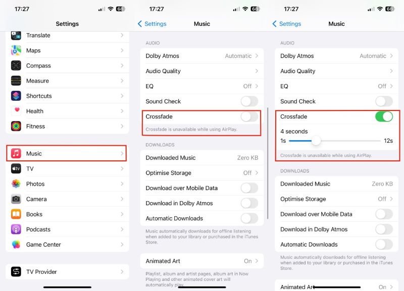 Apple Music Crossfade für das iPhone aktivieren | Songs auf Apple Music überblenden